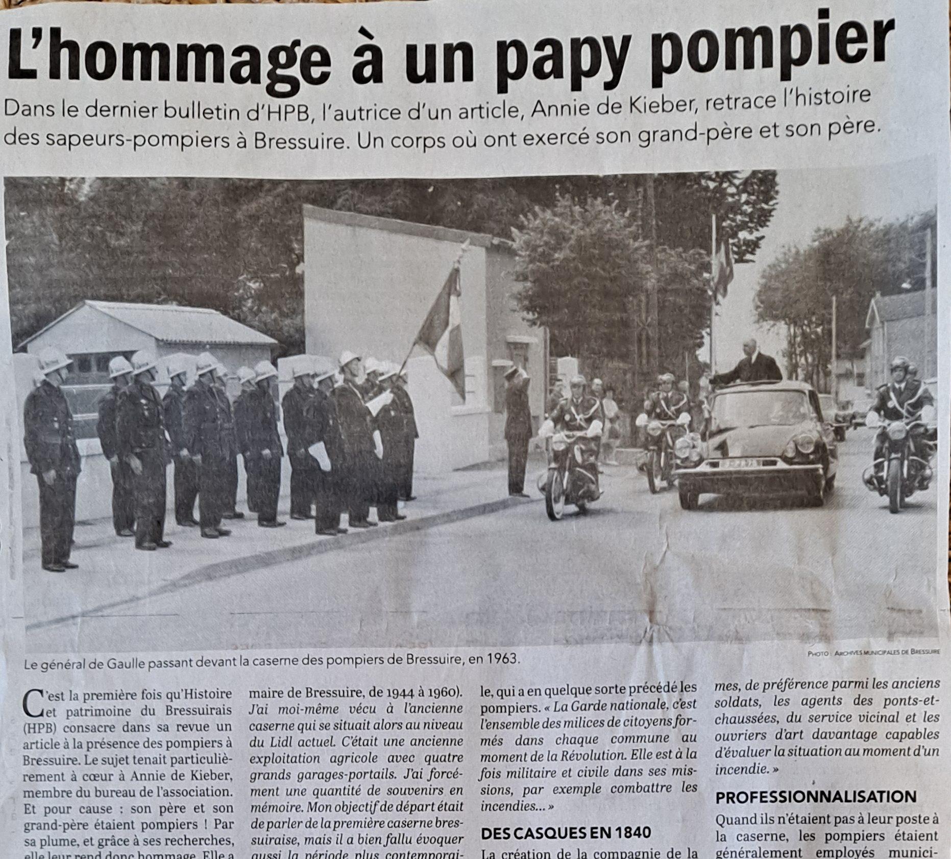 You are currently viewing Les pompiers à Bressuire… Bel article dans le Courrier de l’Ouest du 01/12/2024